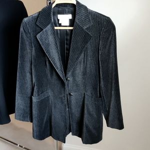 Escada 36 velvet pinstripe charcoal jacket